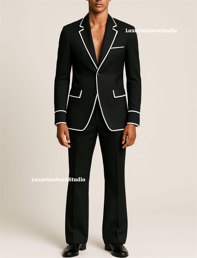 Men Formal Wear With Coat - Setelan Jas Pria Hitam Desainer 2