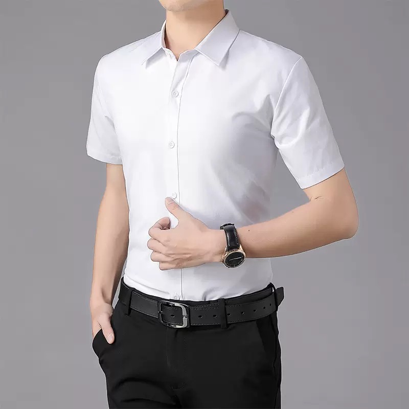 Men Formal Wear Summer - Kemeja putih lengan pendek tipis musim
