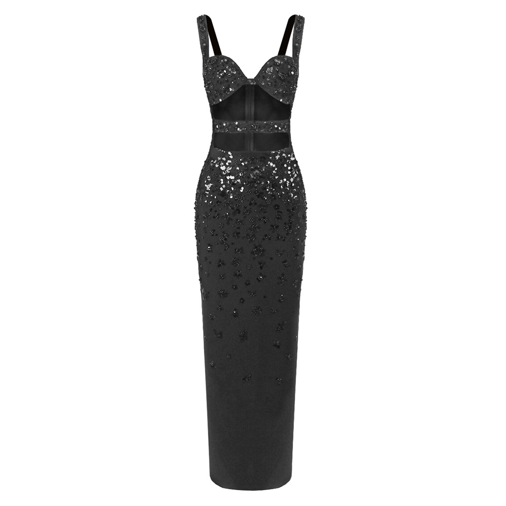 Men'S Formal Wear For Wedding Guest - Gaun Maxi Hitam Bergaya dengan Tali