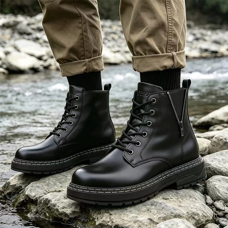 Mens Formal Look - Sepatu Bot Chelsea dengan Tampilan Kulit