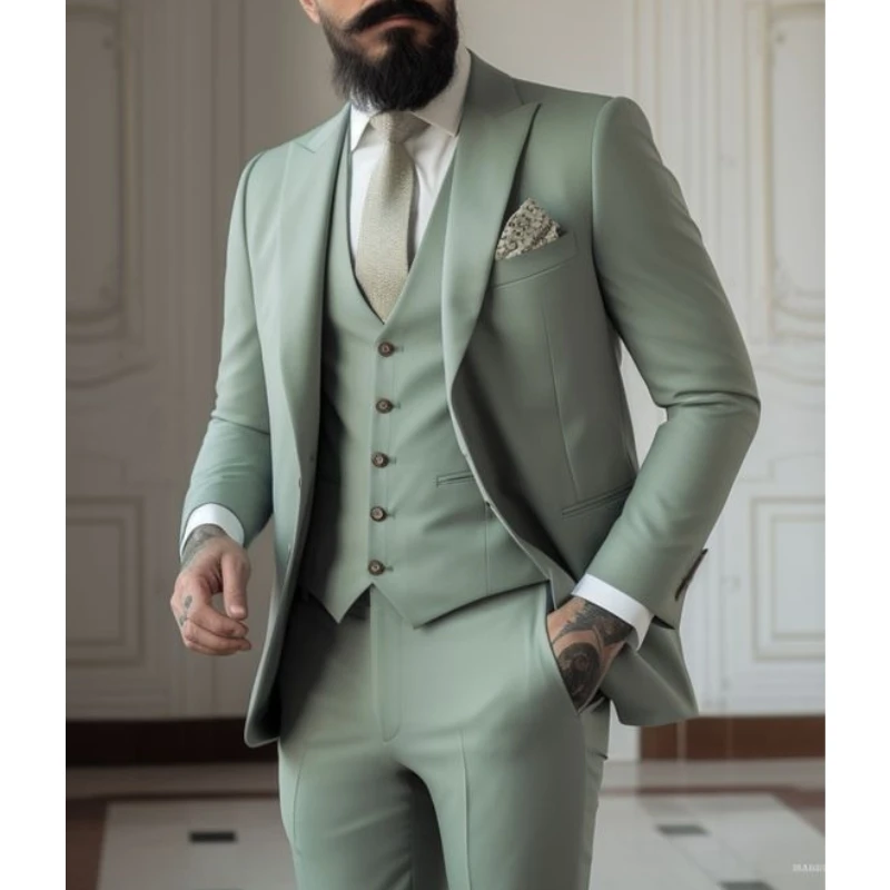 Men Formal Wear With Coat - Setelan pakaian pernikahan 3 potong, setelan