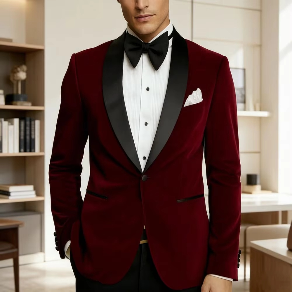 Jas Pria Slim Fit Velvet 1 Pot - Formal Wear For Men Black Suit ulasan dan harga