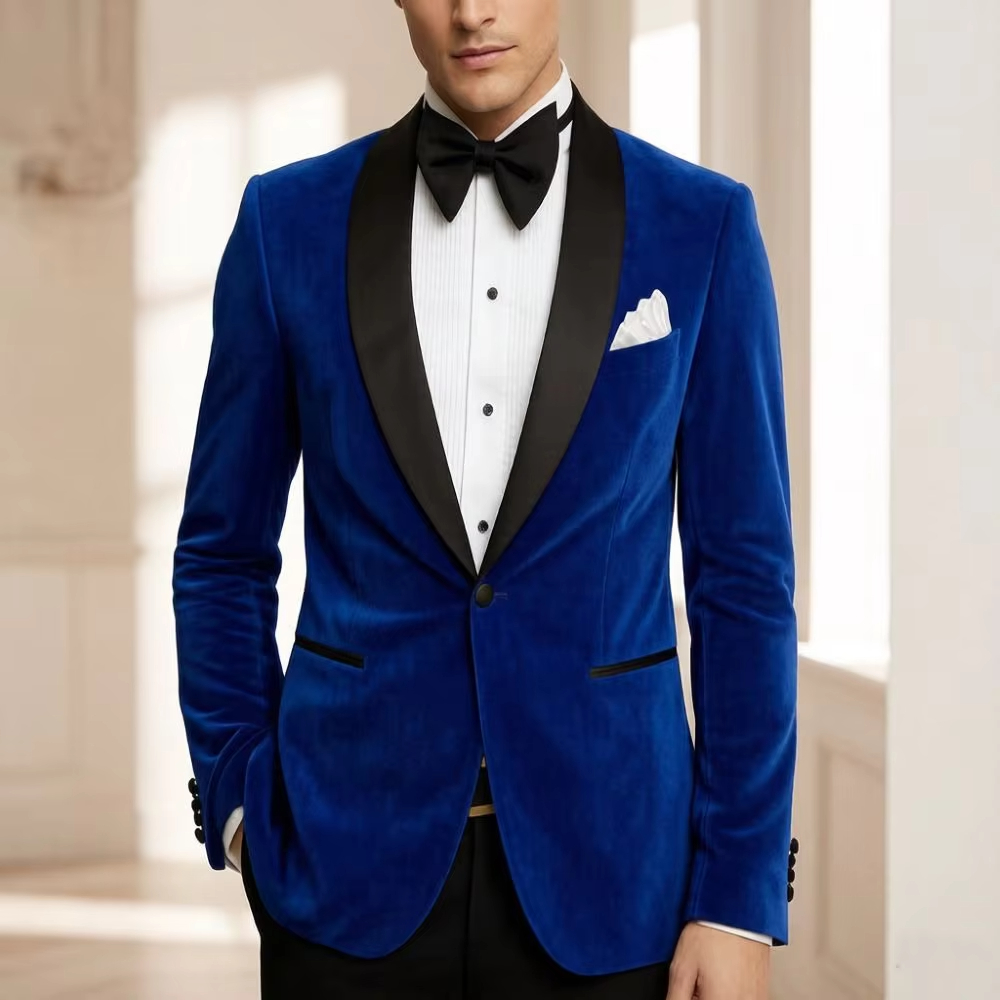 Jas Pria Slim Fit Velvet 1 Pot - Formal Wear For Men Black Suit ulasan dan harga