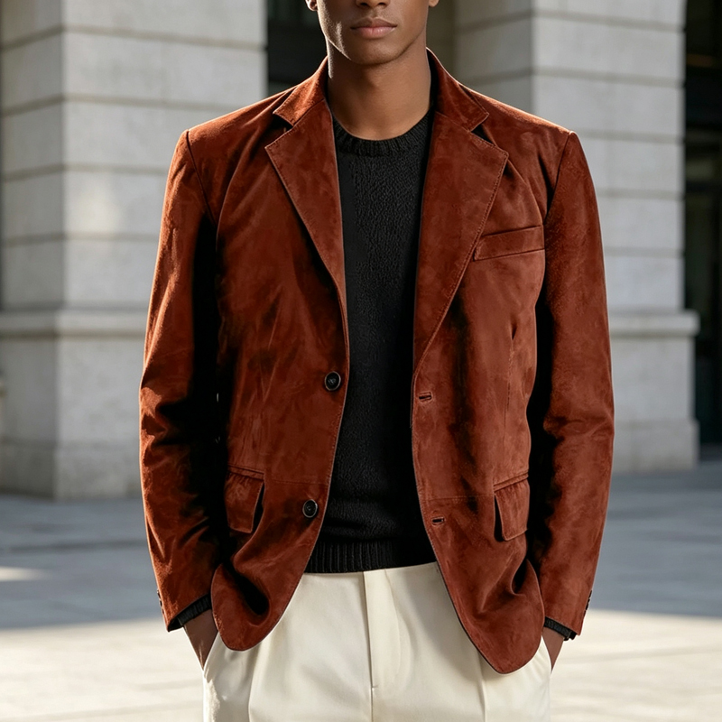 Blazer Pria Retro Bahan Suede  - Men Formal Wear With Coat ulasan dan harga