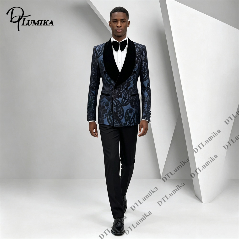 Setelan Tuxedo Jacquard Paisle - Formal Wear For Men Black Suit ulasan dan harga